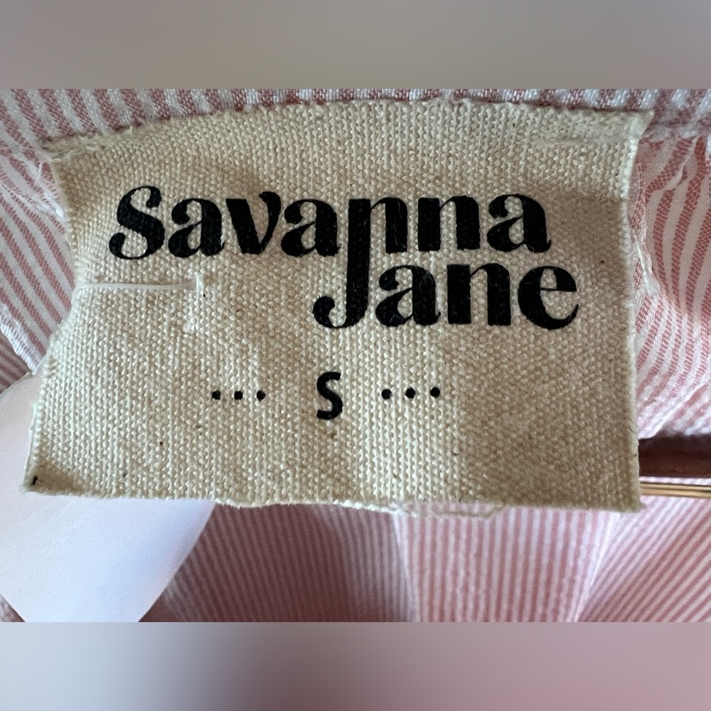 Savanna Jane NWT Pink Seersucker Floral Embroidered Halter Top - Small - Picture 5 of 7